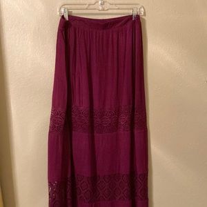 Long burgundy skirt